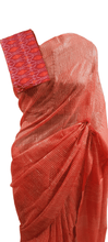 Load image into Gallery viewer, Orange Katan Ghicha Saree with Pure Ikkat Silk Blouse KG09