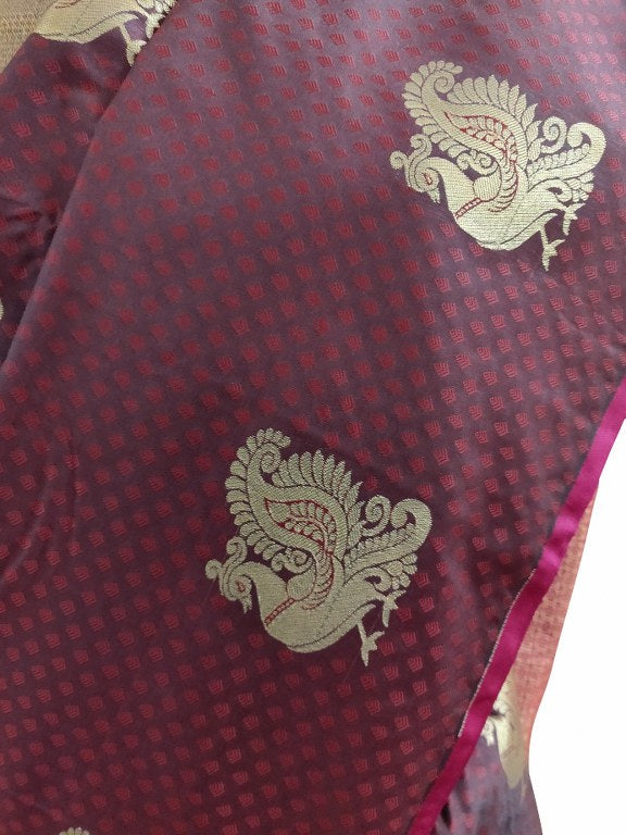 Maroon Kanchi Silk Blend Heavy Traditional Look Sarees with Rich Zari Borders K2