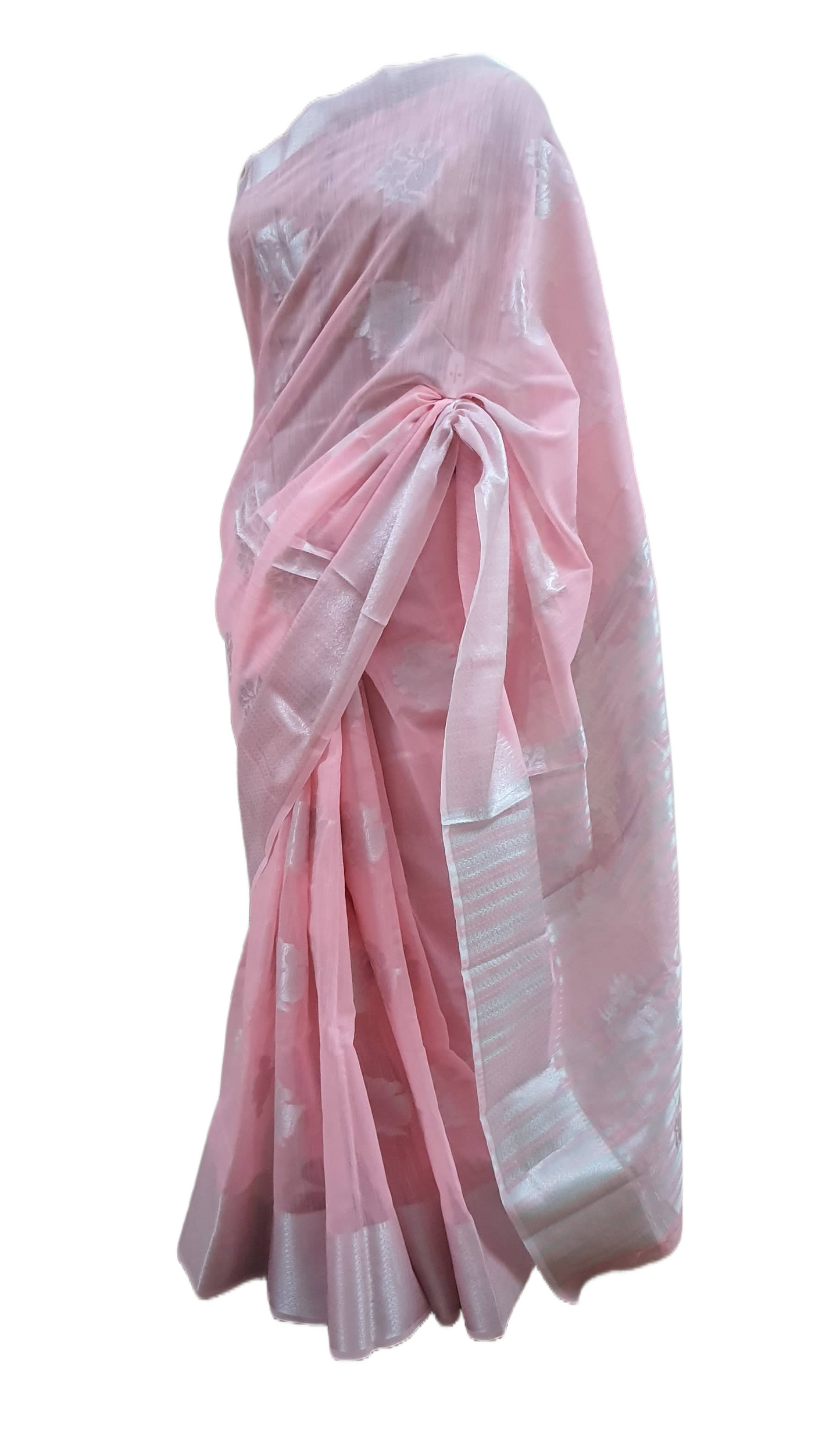 Light Pink Semi Linen Weaving Saree