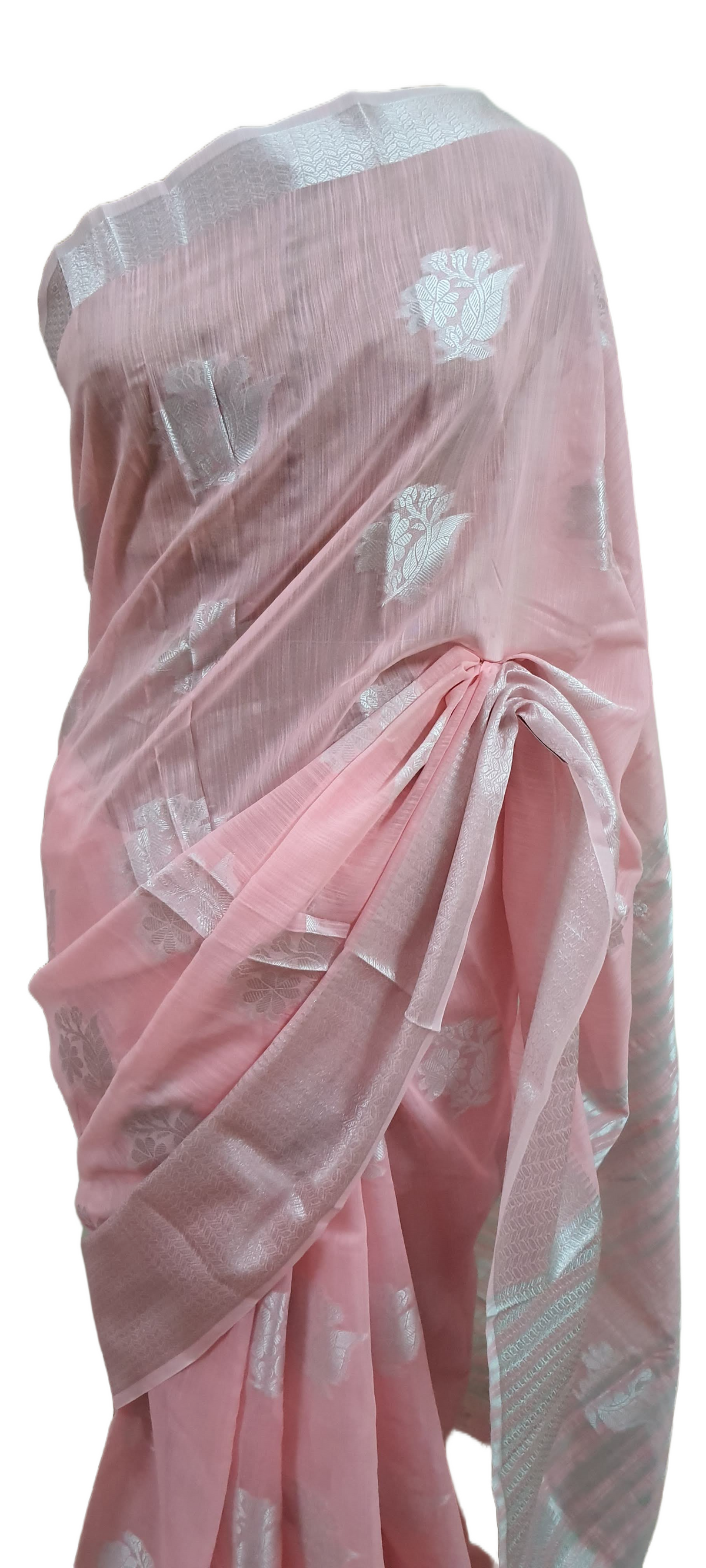 Light Pink Semi Linen Weaving Saree