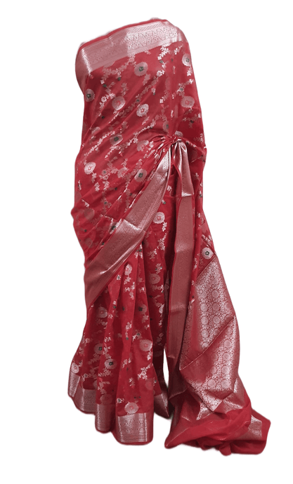 Red Khaddi Katan Banarasi Saree