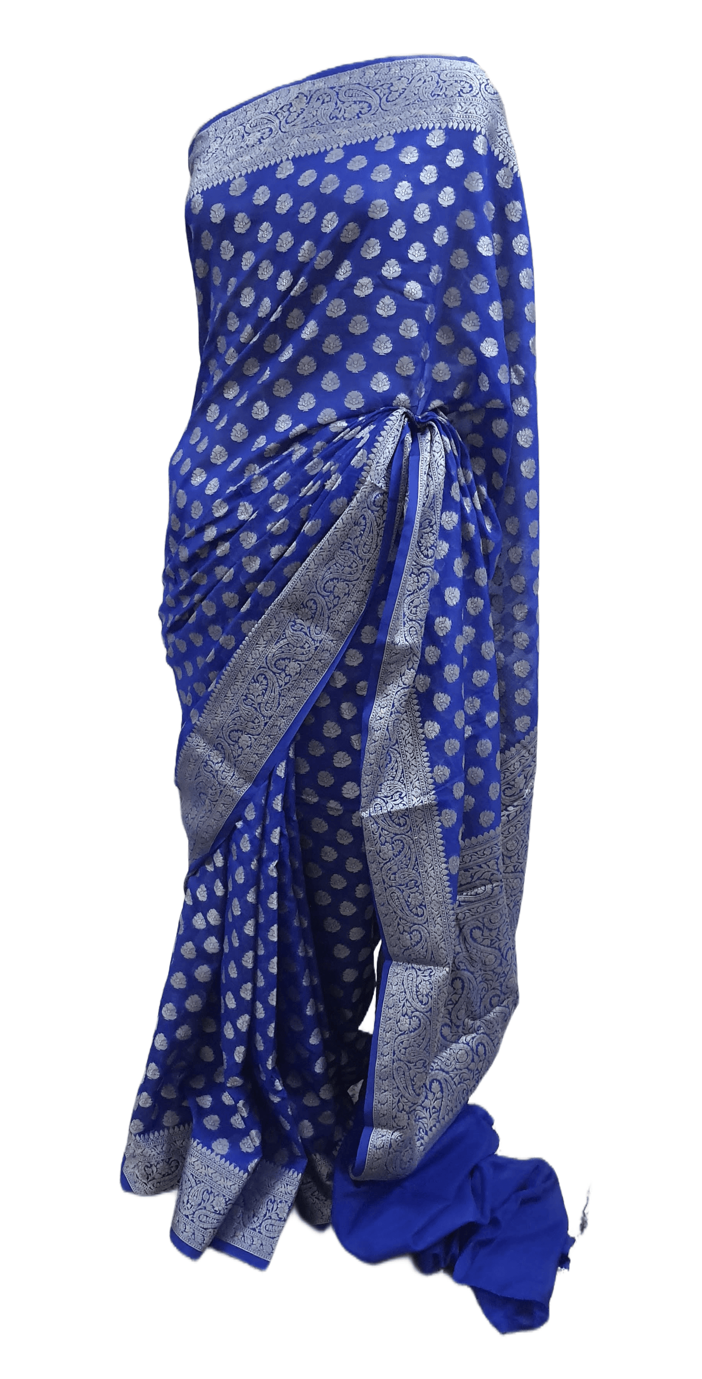 Royal Blue Khaddi Semi Georgette Banarasi Saree - Ethnic's By Anvi Creations