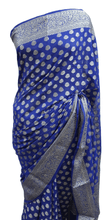 Load image into Gallery viewer, Royal Blue Khaddi Semi Georgette Banarasi Saree