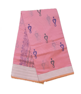 Pure Maheshwari Block Printed Cotton Silk Pink Saree