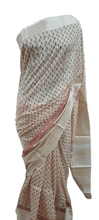 Charger l&#39;image dans la galerie, Pure Maheshwari Block Printed Cotton Silk Beige Saree