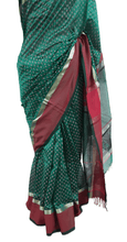 Load image into Gallery viewer, Pure Maheshwari Block Printed Cotton Silk Green Saree