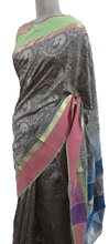 Load image into Gallery viewer, Pure Maheshwari Block Printed Cotton Silk Grey Saree