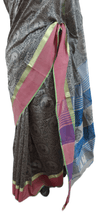 Load image into Gallery viewer, Pure Maheshwari Block Printed Cotton Silk Grey Saree