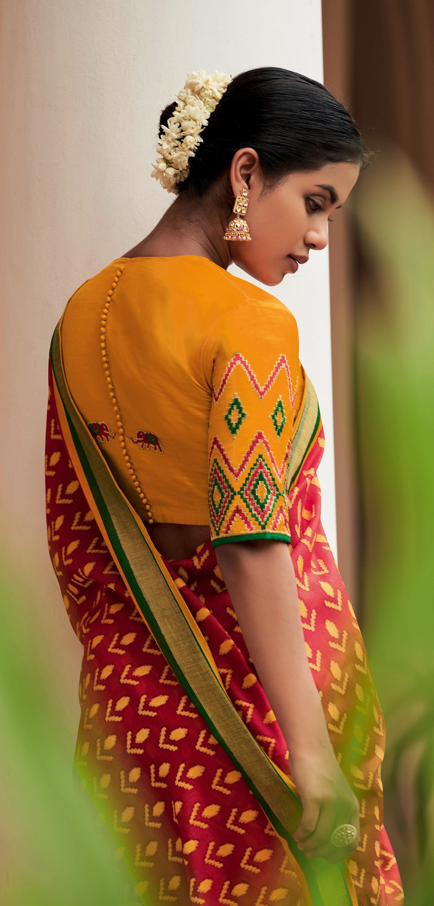 Designer Red Brasso Silk Printed Saree with Exclusive Embroidered Blouse M42
