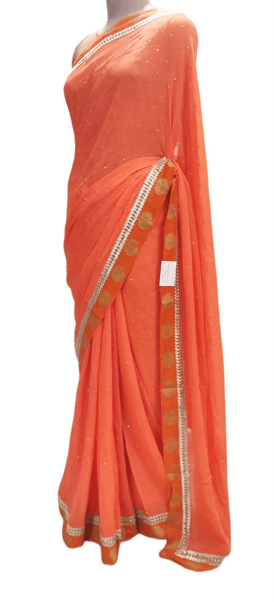 Designer Orange Banarasi Border Saree SP05 - Ethnic's By Anvi Creations