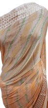 Load image into Gallery viewer, Peach Bandhej Bandhani Printed Chinon Chiffon saree SHVGS01
