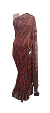 Load image into Gallery viewer, Maroonish Brown Bandhej Bandhani Printed Chinon Chiffon saree SHVGS02
