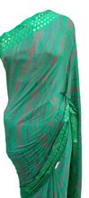 Load image into Gallery viewer, Turquoise Green Bandhej Bandhani Printed Chinon Chiffon saree SHVGS04