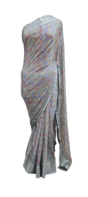 Load image into Gallery viewer, Gray Bandhej Bandhani Printed Chinon Chiffon saree SHVGS05
