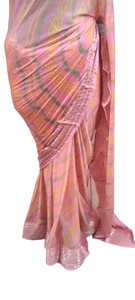 Light Pink Bandhej Bandhani Printed Chinon Chiffon saree SHVGS07