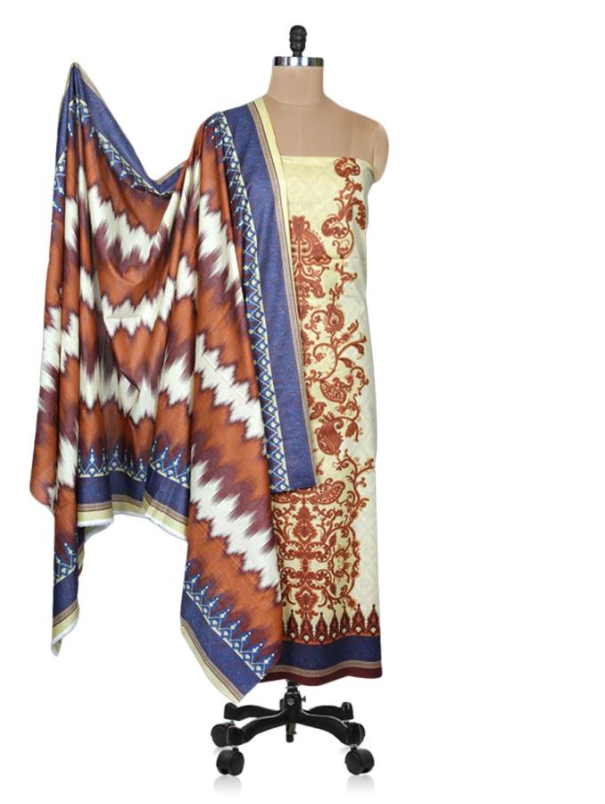 Designer Original Pakistani Sana Samia Brown Lawn Cotton Dress material SSL6B
