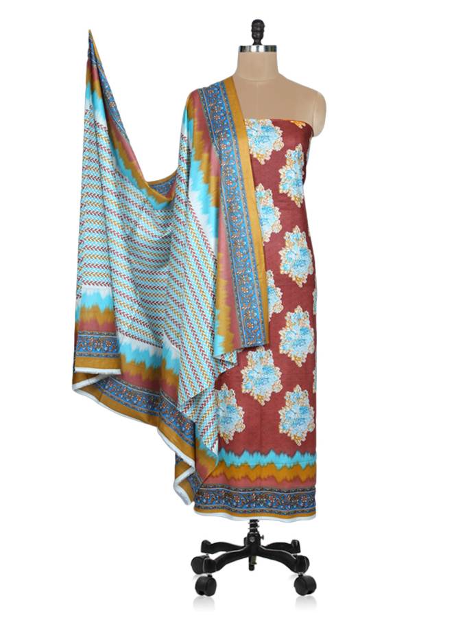 Designer Original Pakistani Sana Samia Brown Lawn Cotton Dress material SSL8B
