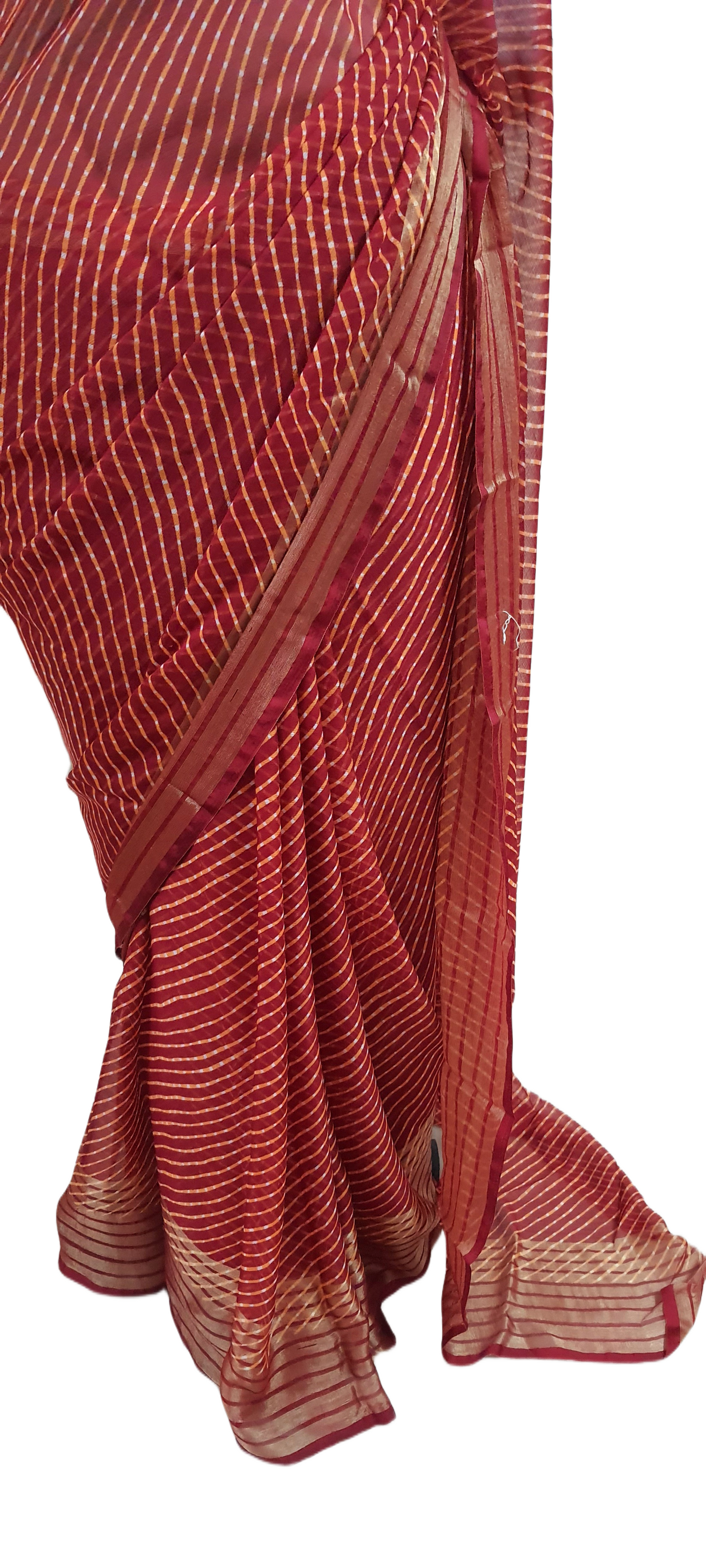 Beautiful Maroon Printed Chiffon Bandhej Bandhani Saree