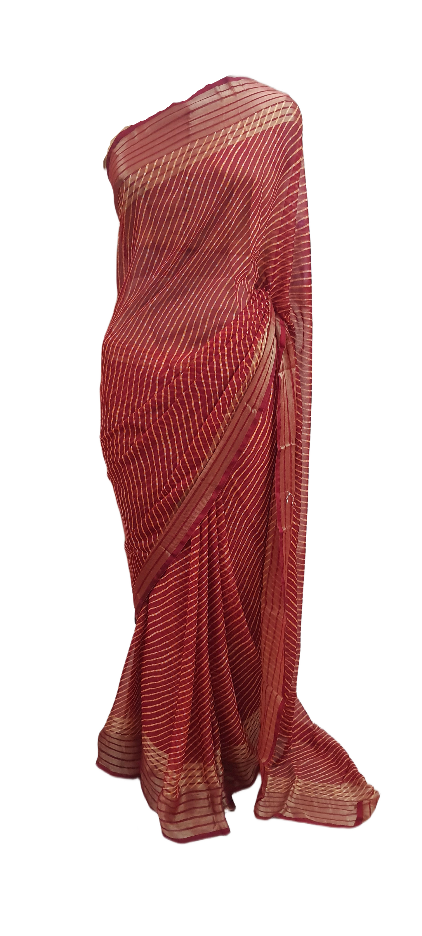 Beautiful Maroon Printed Chiffon Bandhej Bandhani Saree