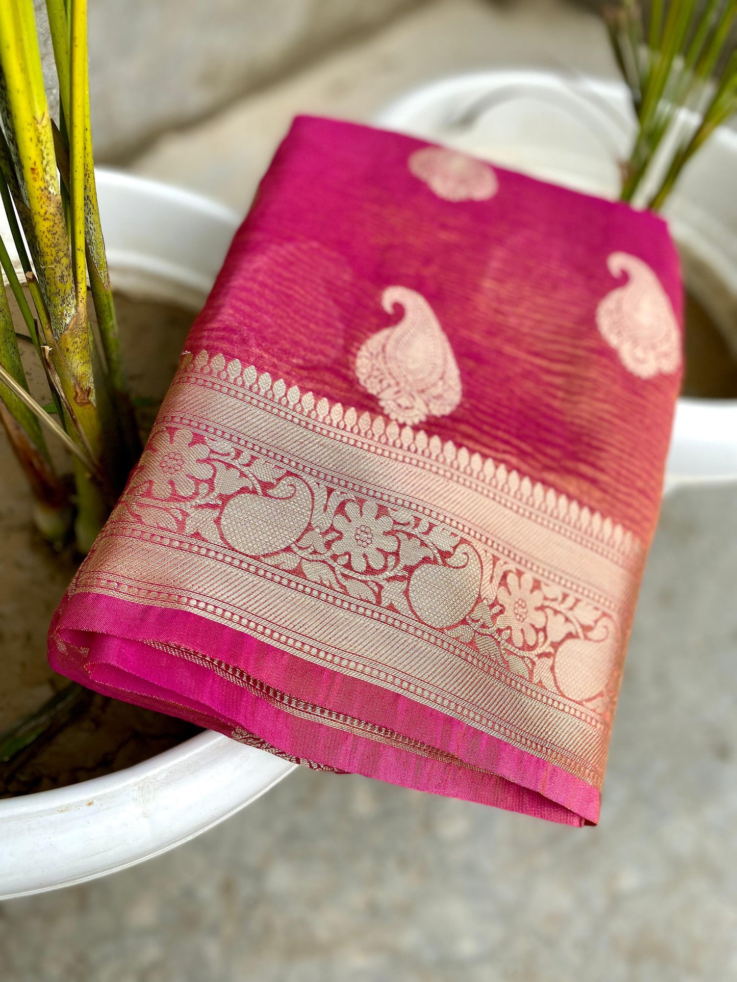 Pink Crush Tissue Banarasi Traditional saree