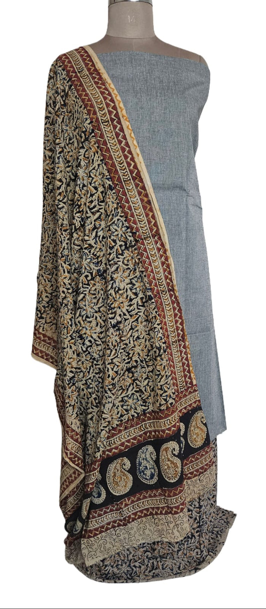 Grey Kalamkari Salwar Kameez Dress Material