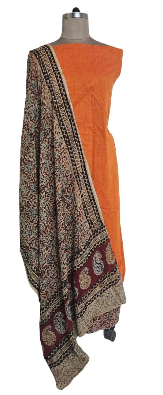Orange Kalamkari Salwar Kameez Dress Material