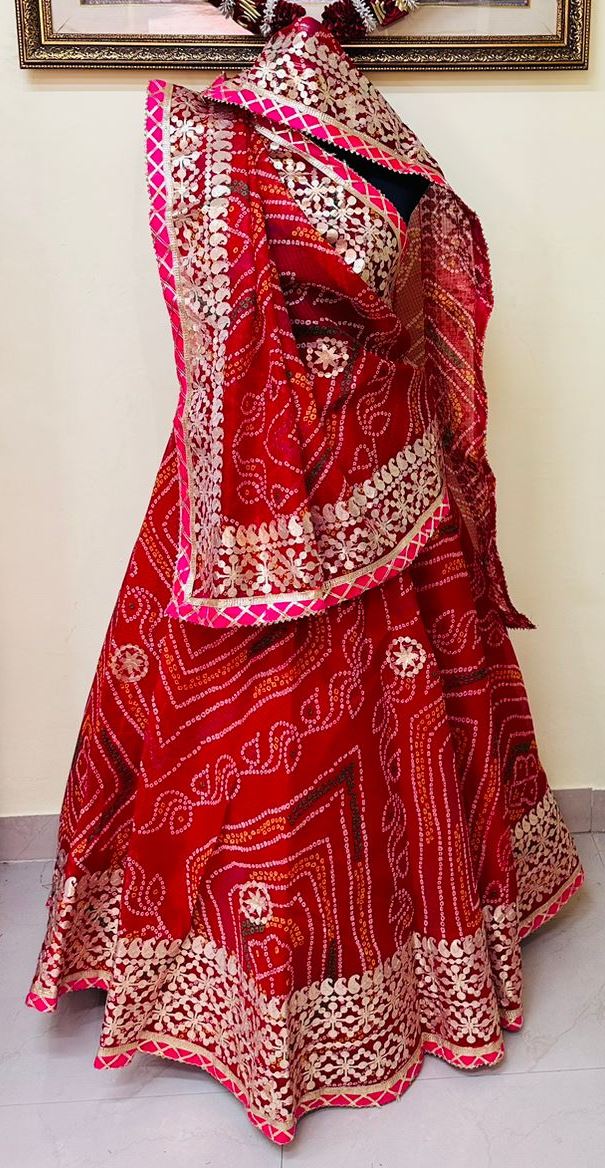 Pure Kota doria bandhej Lehenga Chunni with gottapatti work