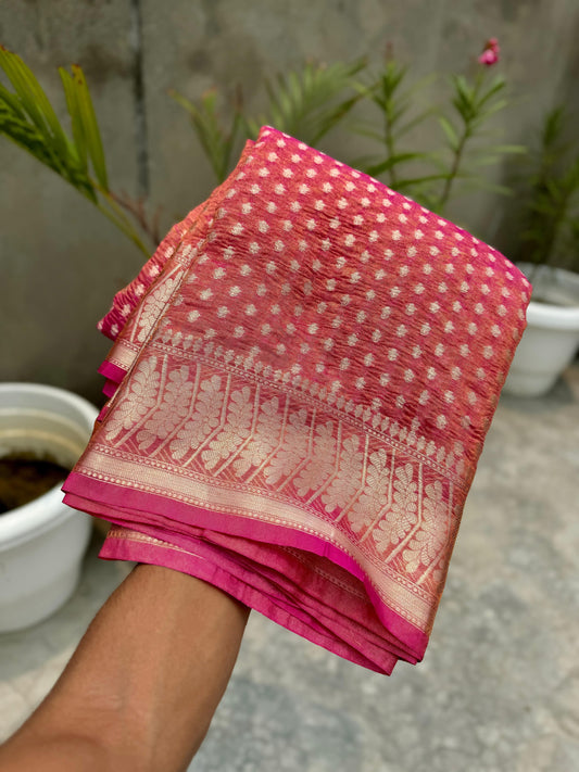 Pink Crush Tissue Banarasi Traditional saree MS02