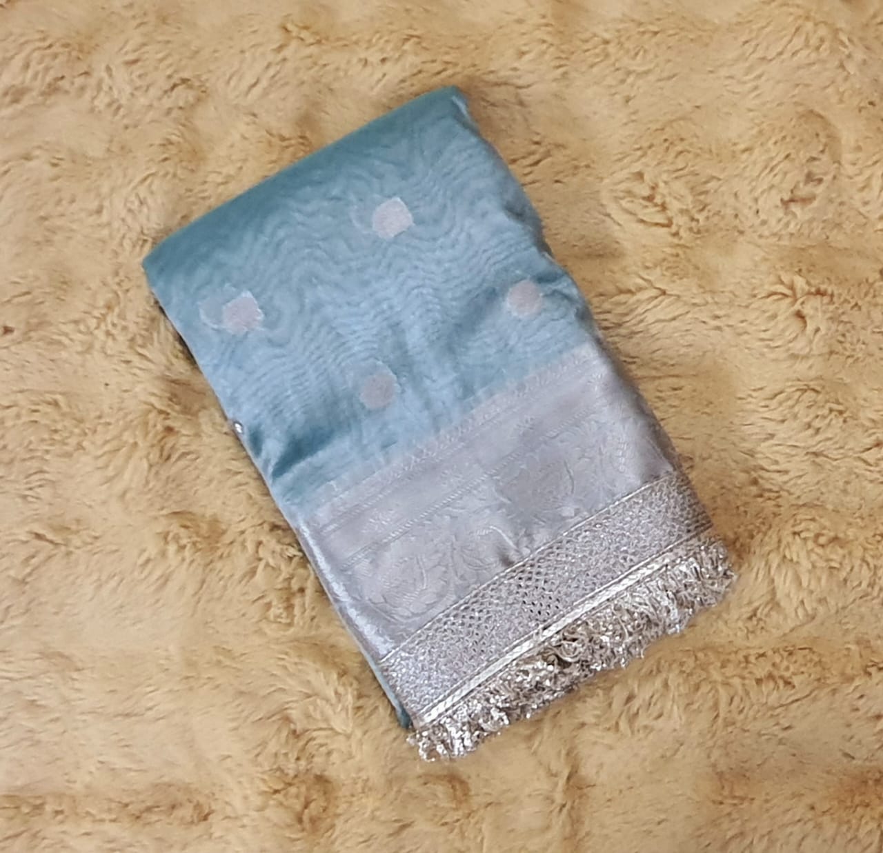 Turquoise Organza Tissue Banarasi Traditional saree