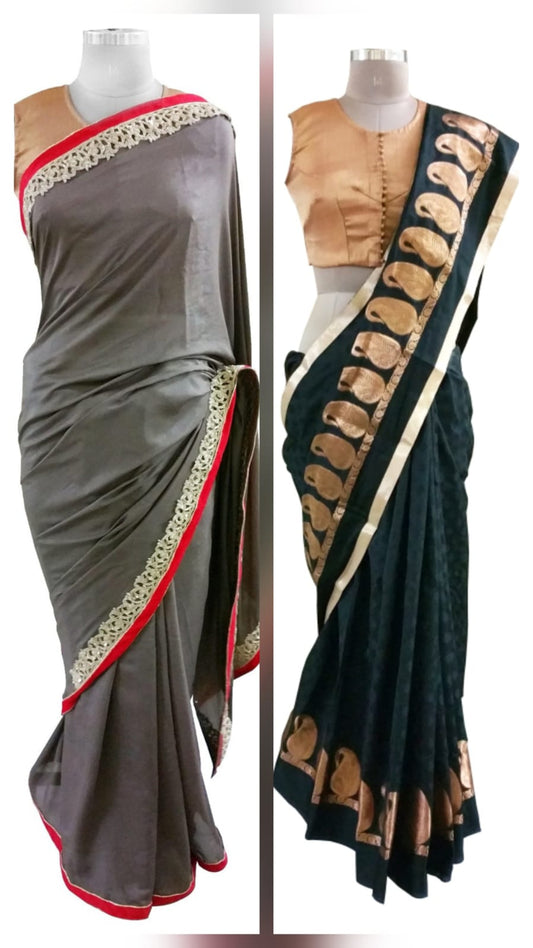 Wholesale Combo Set of 2 Boutique Designer Sarees | Elegant Party Wear & Festive Silk Blend Sarees