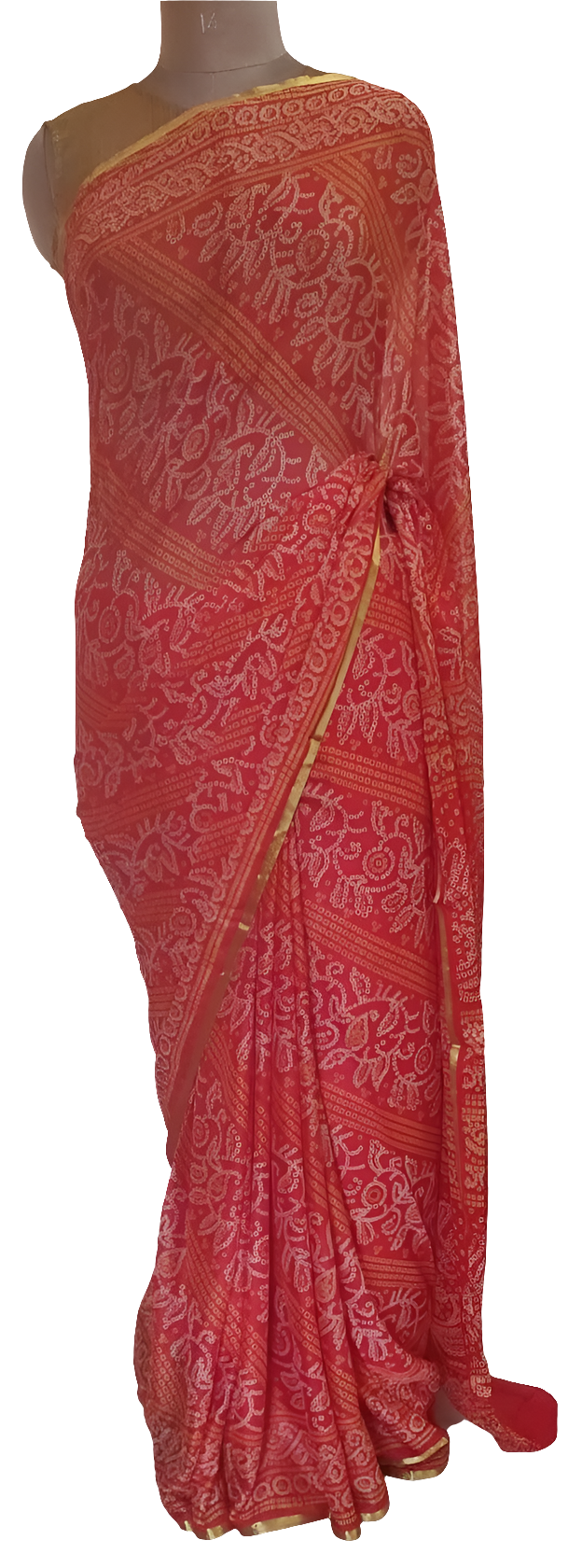 Bandhani Printed Chiffon Chinon Saree SHV01