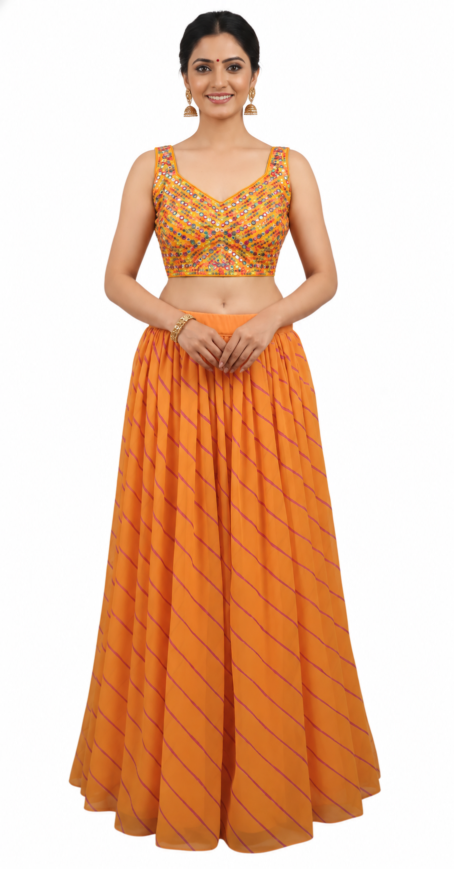 Festive Yellow Leheriya Navratri Chaniya Choli ALC34