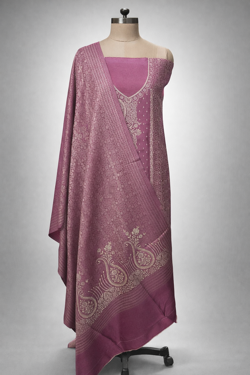 Jamawar Pashmina Weaving Three Piece Dress Material Suit | Premium Winter Ethnic Wear EVP6