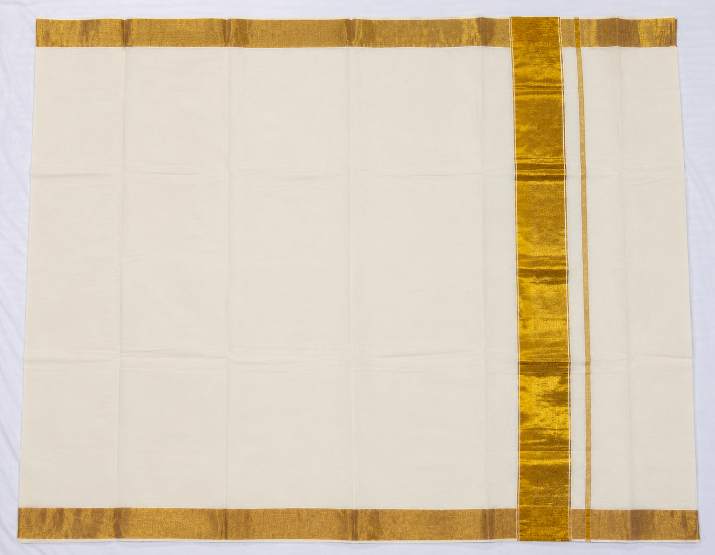 Off White Cotton Silk Gold Border saree SHC1