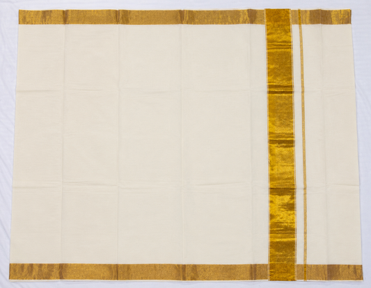 Off White Cotton Silk Gold Border saree SHC1