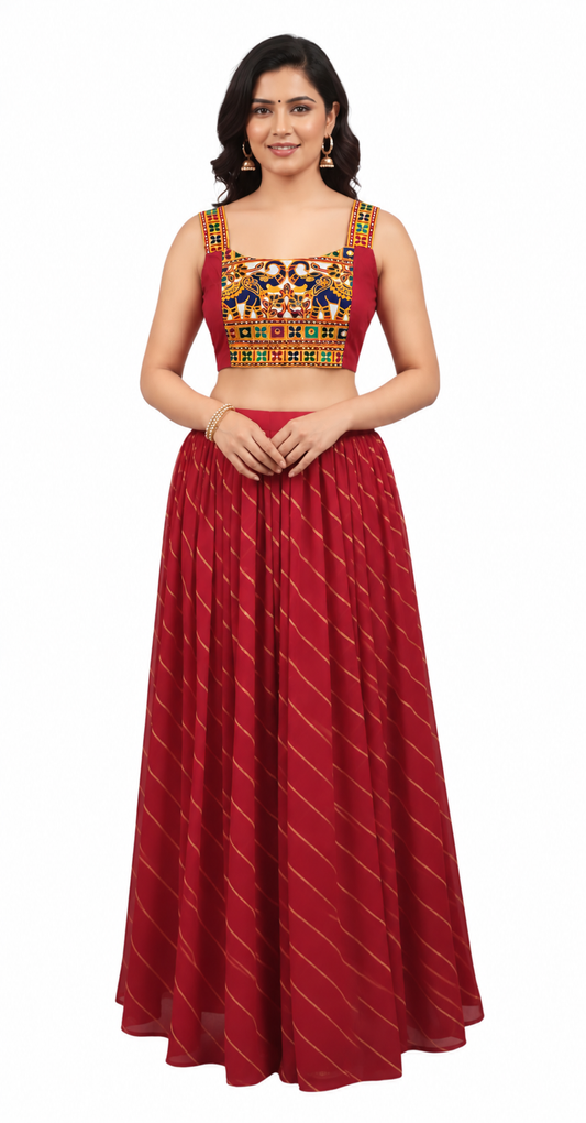 Festive Red Leheriya Navratri Chaniya Choli ALC37