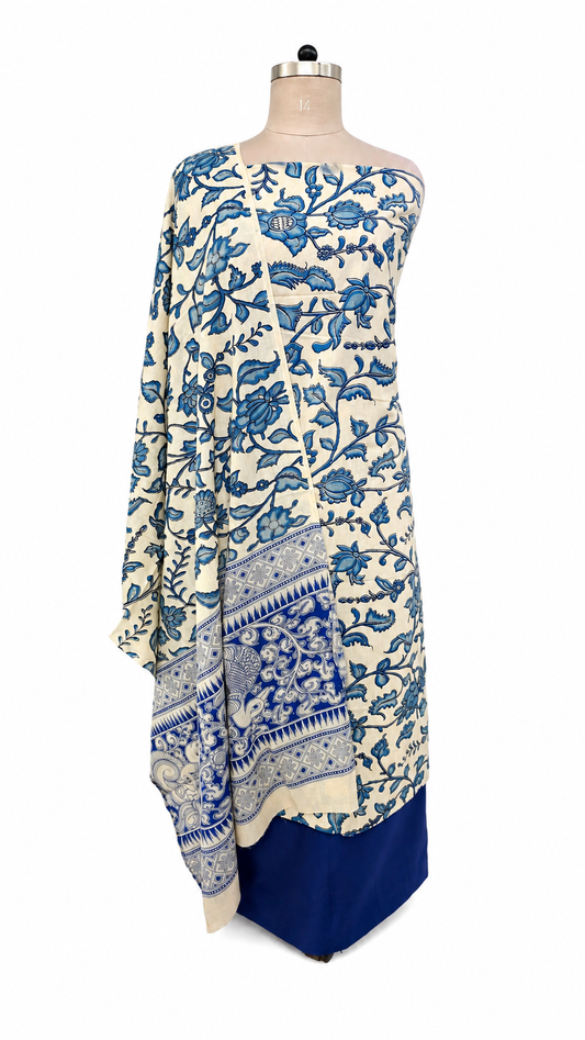 Blue Kalamkari Cotton Salwar Kameez Dress Material