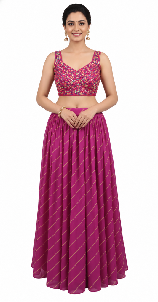 Festive Pink Leheriya Navratri Chaniya Choli ALC35