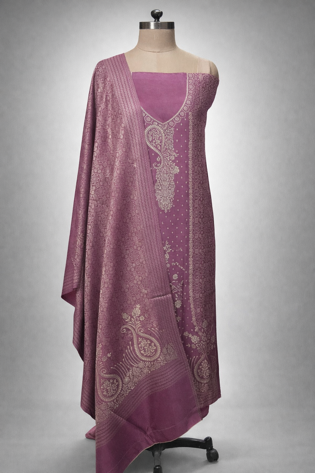 Jamawar Pashmina Weaving Three Piece Dress Material Suit | Premium Winter Ethnic Wear EVP6