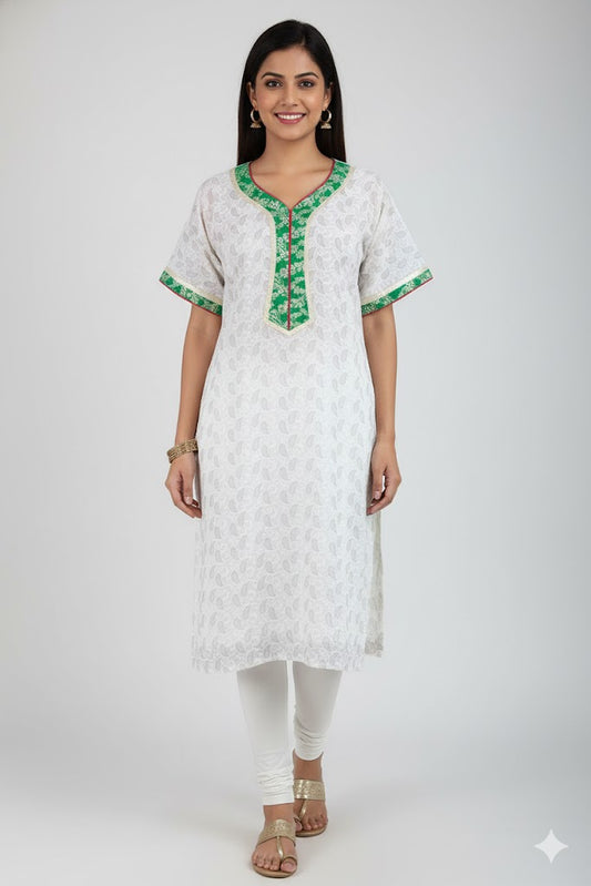 Off White chiffon self embroidery Semi-Stitched Kurta SC605