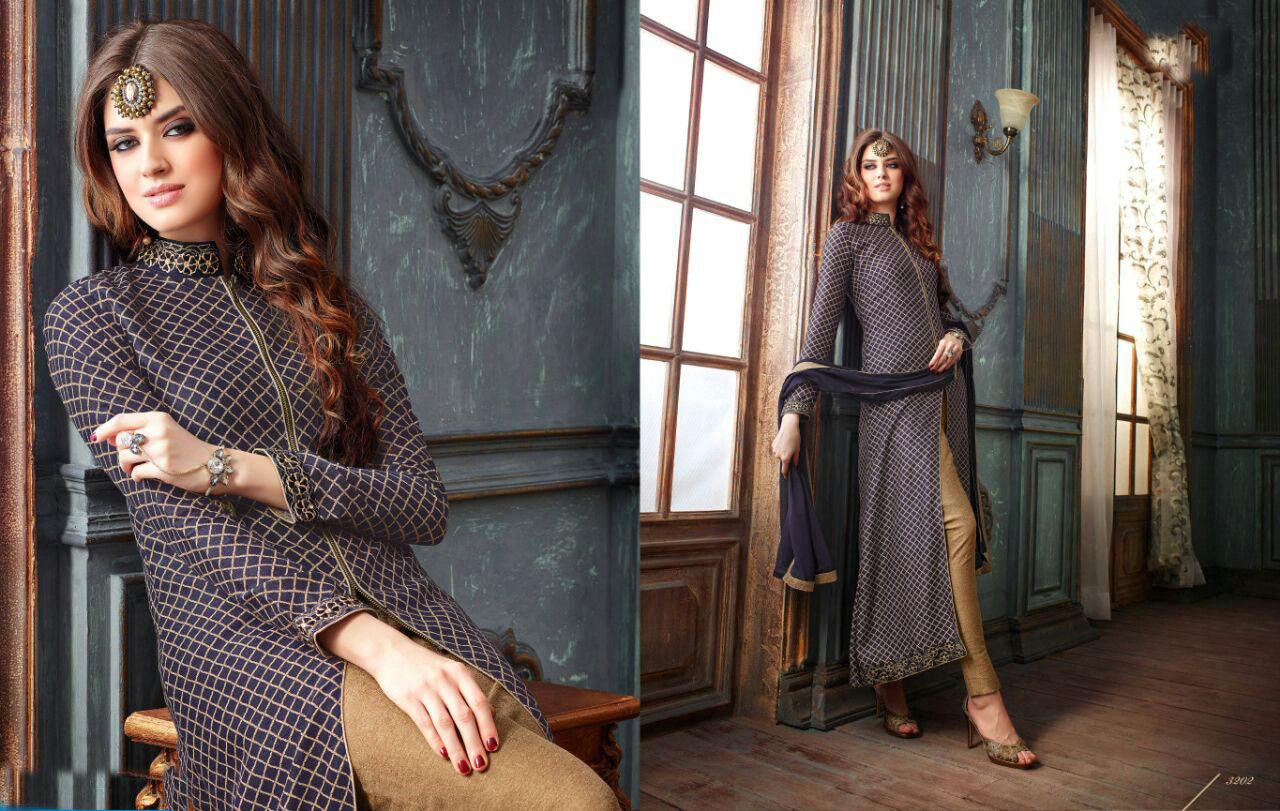Designer Blue Georgette Semi Stitched Suit M3202-Anvi Creations-Salwar Kameez