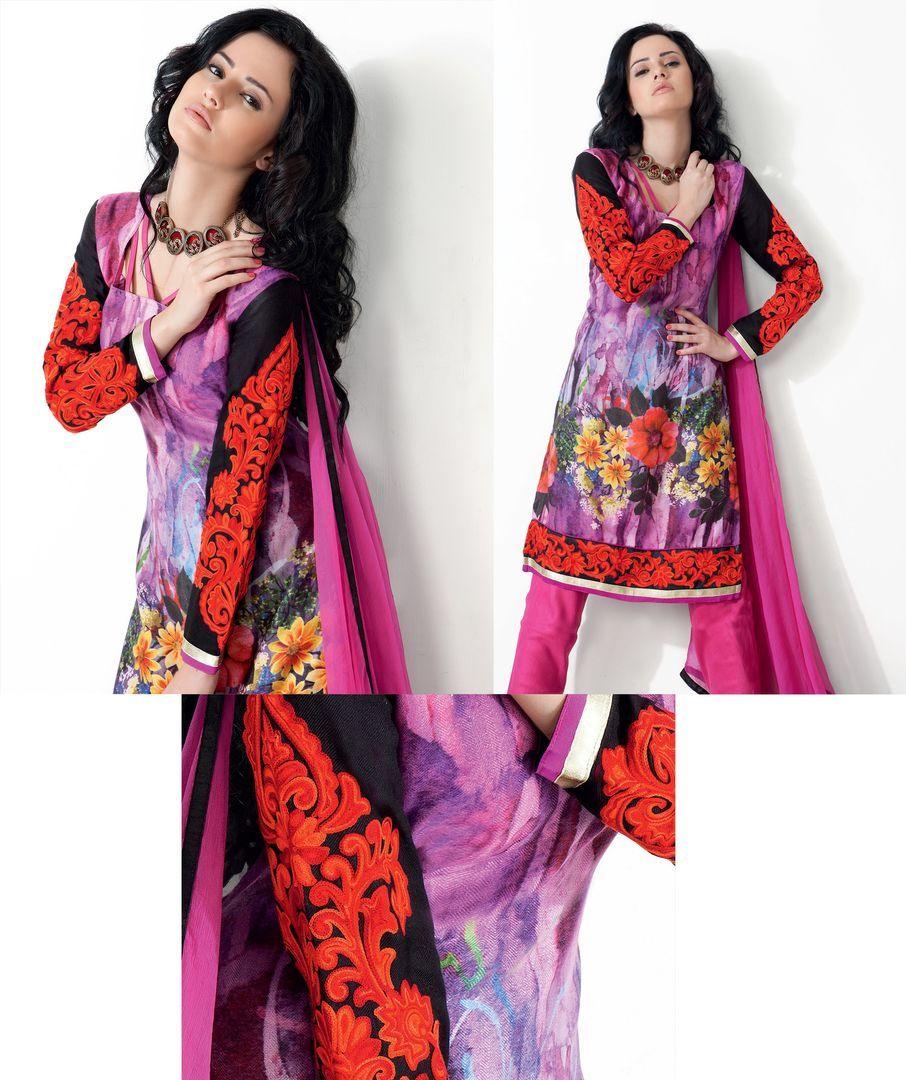 Purplish Pink Pashmina Embroidered Dress Material PHM10A-Anvi Creations-Pashmina Dress Material