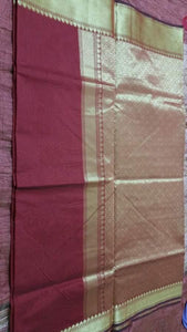 Maroon Banarasi Cotton Silk Saree with Running Blouse Fabric BS19 - Ethnic's By Anvi Creations