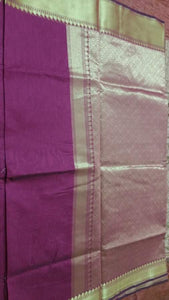 Purple Banarasi Cotton Silk Saree with Running Blouse Fabric BS21 - Ethnic's By Anvi Creations