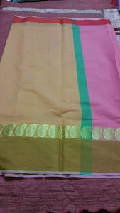 Pink Banarasi Cotton Silk Saree with Running Blouse Fabric BS25 - Ethnic's By Anvi Creations
