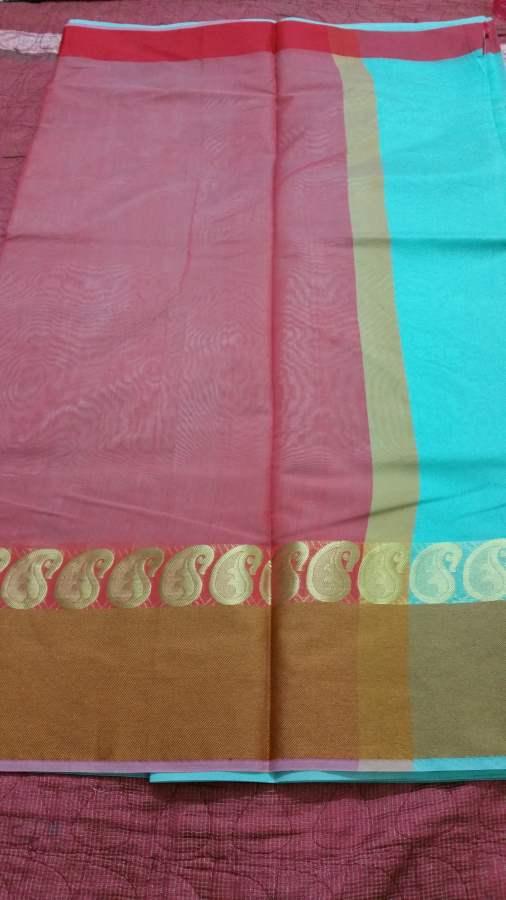 Green Banarasi Cotton Silk Saree with Running Blouse Fabric BS22 - Ethnic's By Anvi Creations