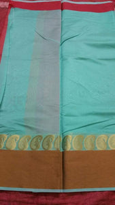 Green Banarasi Cotton Silk Saree with Running Blouse Fabric BS22 - Ethnic's By Anvi Creations
