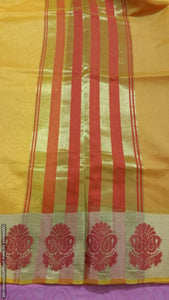 Yellow Banarasi Cotton Silk Saree with Running Blouse Fabric BS27 - Ethnic's By Anvi Creations