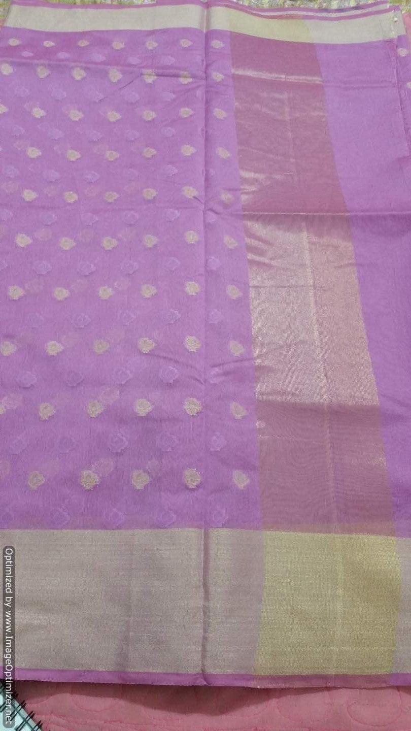 Mauve Banarasi Cotton Silk Saree with Running Blouse Fabric BS29 - Ethnic's By Anvi Creations