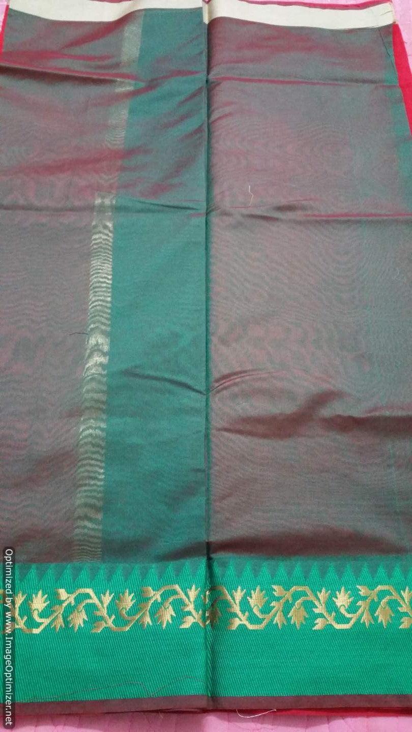 Red Banarasi Cotton Silk Saree with Running Blouse Fabric BS35 - Ethnic's By Anvi Creations